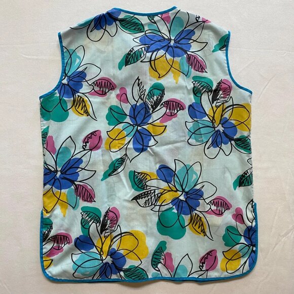 Art Teacher Vest Floral 1980s Vintage Light-Weight Casual Womens Clothing - Picture 2 of 2